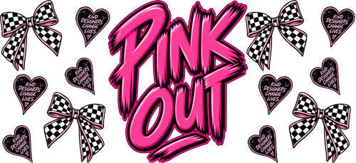 Pink Out Checkered Bows UV DTF Cup Wrap for 16oz Libbey Can KA-17806