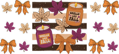 Fall Candles & Leaves UV DTF Cup Wrap for 16oz Libbey Can KA-17826