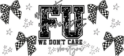 We Don't Care Checkered Bows UV DTF Cup Wrap for 16oz Libbey Can KA-17831