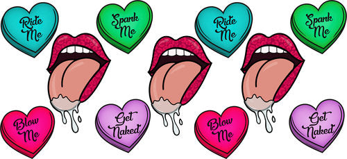Ride Me Spank Me Candy Hearts UV DTF Cup Wrap for 16oz Libbey Can KA-17836