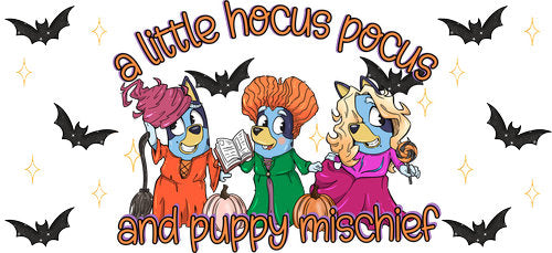 Hocus Pocus Puppy Mischief UV DTF Cup Wrap for 16oz Libbey Can KA-17838