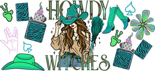 Witchy Cowgirl UV DTF Cup Wrap for 16oz Libbey Can KA-17846