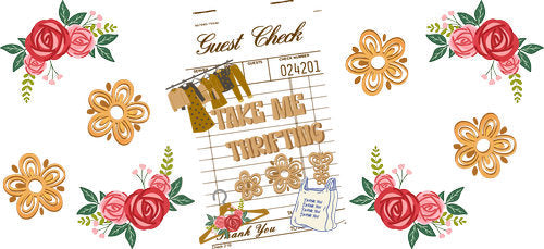Wedding Guest Check Floral UV DTF Cup Wrap for 16oz Libbey Can KA-17890