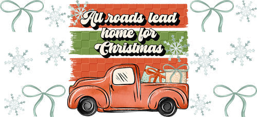 Christmas Truck Home UV DTF Cup Wrap for 16oz Libbey Can KA-17891