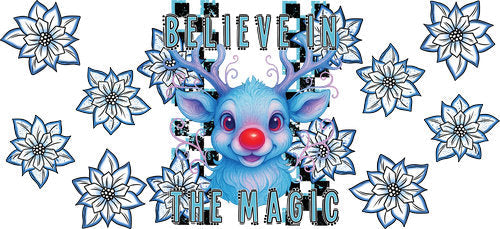 Believe in the Magic Reindeer UV DTF Cup Wrap for 16oz Libbey Can KA-17892