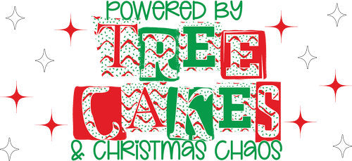 Tree Cakes Christmas Chaos UV DTF Cup Wrap for 16oz Libbey Can KA-17897