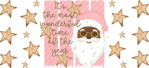 Wonderful Time Pink Santa UV DTF Cup Wrap for 16oz Libbey Can KA-17898