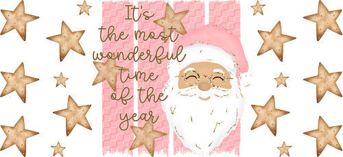 Wonderful Time Pink Santa UV DTF Cup Wrap for 16oz Libbey Can KA-17899