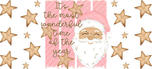 Wonderful Time Pink Santa UV DTF Cup Wrap for 16oz Libbey Can KA-17899