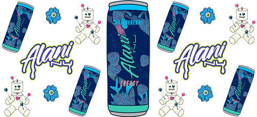 Dark Blue Energy Drink UV DTF Cup Wrap for 16oz Libbey Can KA-17902