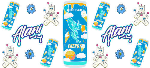 Blue Orange Energy Drink UV DTF Cup Wrap for 16oz Libbey Can KA-17906