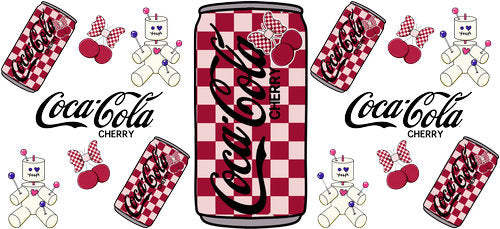 Cherry Soda Checkered UV DTF Cup Wrap for 16oz Libbey Can KA-17914