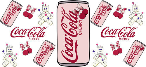 Cherry Soda Pink UV DTF Cup Wrap for 16oz Libbey Can KA-17915