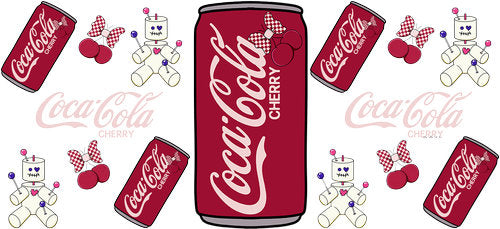 Cherry Soda Red UV DTF Cup Wrap for 16oz Libbey Can KA-17916
