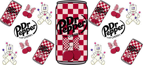 Cherry Soda Checkered UV DTF Cup Wrap for 16oz Libbey Can KA-17917