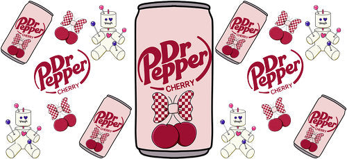 Pink Cherry Soda UV DTF Cup Wrap for 16oz Libbey Can KA-17918