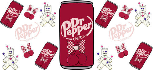 Red Cherry Soda UV DTF Cup Wrap for 16oz Libbey Can KA-17919