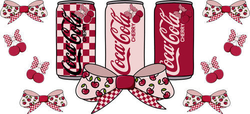 Cherry Soda Bow UV DTF Cup Wrap for 16oz Libbey Can KA-17922