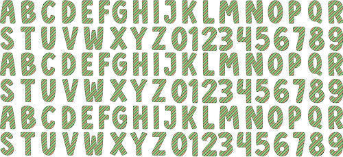 Green Striped Holiday Alphabet Numbers UV DTF Cup Wrap for 16oz Libbey Can KA-17978