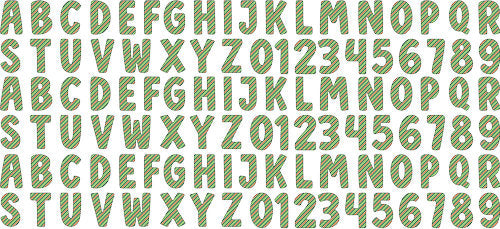 Green Striped Holiday Alphabet Numbers UV DTF Cup Wrap for 16oz Libbey Can KA-17978