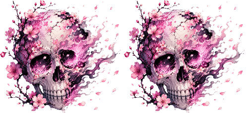 Pink Watercolor Skull UV DTF Cup Wrap for 16oz Libbey Can KA-17979