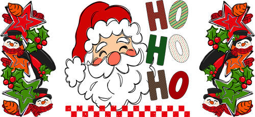 Santa Ho Ho Ho Christmas UV DTF Cup Wrap for 16oz Libbey Can KA-17981