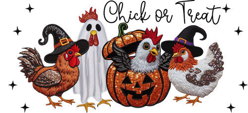 Chick or Treat Halloween Chicken UV DTF Cup Wrap for 16oz Libbey Can KA-17986