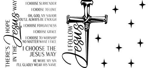 Follow Jesus Faith Cross UV DTF Cup Wrap for 16oz Libbey Can KA-17992