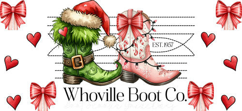 Whoville Christmas Boots UV DTF Cup Wrap for 16oz Libbey Can KA-17993