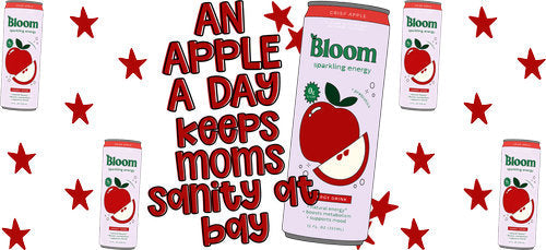 Apple a Day Mom Humor UV DTF Cup Wrap for 16oz Libbey Can KA-18007