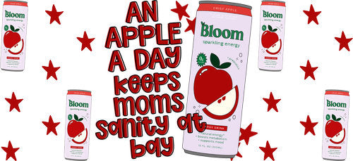 Apple a Day Mom Humor UV DTF Cup Wrap for 16oz Libbey Can KA-18007