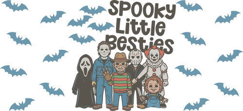 Spooky Little Besties Halloween UV DTF Cup Wrap for 16oz Libbey Can KA-18008
