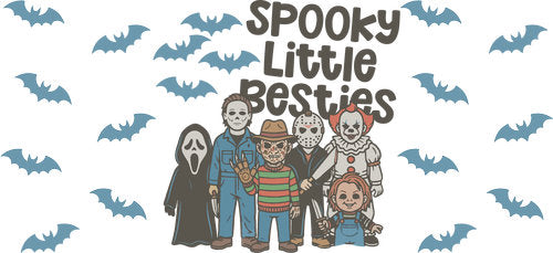Spooky Little Besties Halloween UV DTF Cup Wrap for 16oz Libbey Can KA-18008