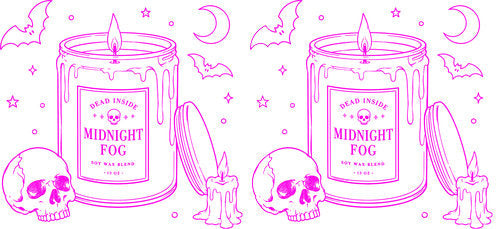 Midnight Fog Candle Halloween UV DTF Cup Wrap for 16oz Libbey Can KA-18012