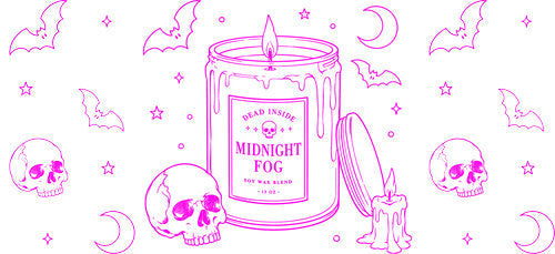 Midnight Fog Candle Skull UV DTF Cup Wrap for 16oz Libbey Can KA-18013