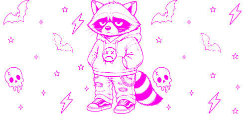 Spooky Raccoon Halloween UV DTF Cup Wrap for 16oz Libbey Can KA-18023
