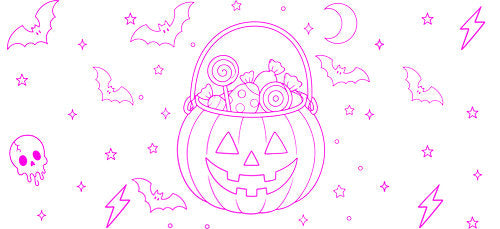 Pumpkin Cauldron Halloween UV DTF Cup Wrap for 16oz Libbey Can KA-18026