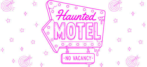 Haunted Motel Halloween UV DTF Cup Wrap for 16oz Libbey Can KA-18027