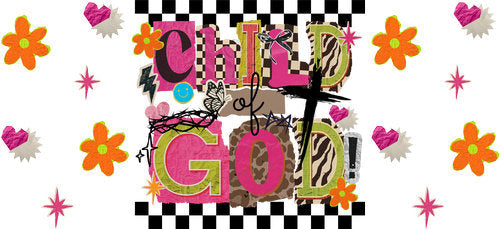 Child of God Floral UV DTF Cup Wrap for 16oz Libbey Can KA-18031