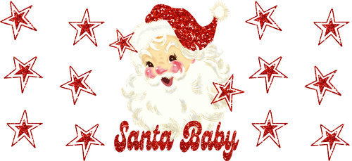 Santa Baby Christmas UV DTF Cup Wrap for 16oz Libbey Can KA-18036