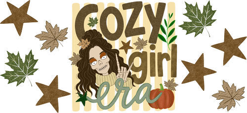 Cozy Girl Era Fall UV DTF Cup Wrap for 16oz Libbey Can KA-18040