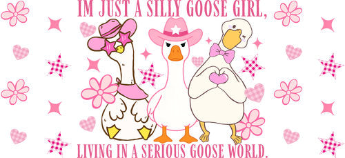 Silly Goose Girl UV DTF Cup Wrap for 16oz Libbey Can KA-18044