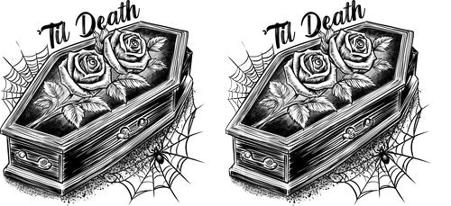 Till Death Gothic Coffin UV DTF Cup Wrap for 16oz Libbey Can KA-18051