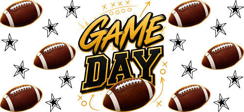 Game Day Football Gold UV DTF Cup Wrap for 16oz Libbey Can KA-18055