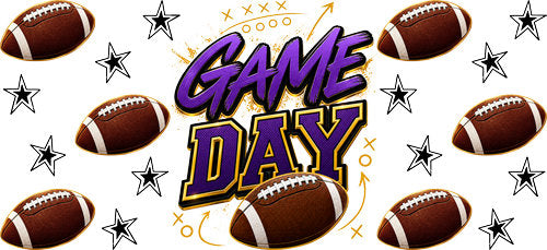 Game Day Football Purple UV DTF Cup Wrap for 16oz Libbey Can KA-18056
