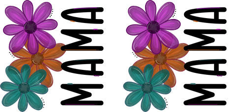 Mama Purple Floral UV DTF Cup Wrap for 16oz Libbey Can KA-18063