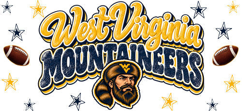 West Virginia Football UV DTF Cup Wrap for 16oz Libbey Can KA-18078