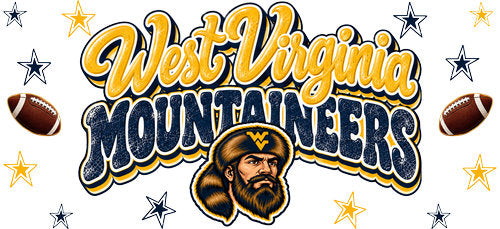West Virginia Football UV DTF Cup Wrap for 16oz Libbey Can KA-18078