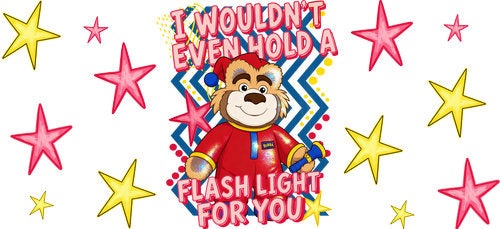 Flashlight Bear Funny UV DTF Cup Wrap for 16oz Libbey Can KA-18091