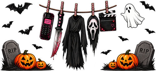 Horror Mask Halloween UV DTF Cup Wrap for 16oz Libbey Can KA-18188